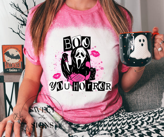 Boo You Horror, Ghost Face, Bleached Tee, Halloween Shirt, Scary Shirt, Bleach T Shirt,  Scary Movie, Halloween Bleached T Shirt