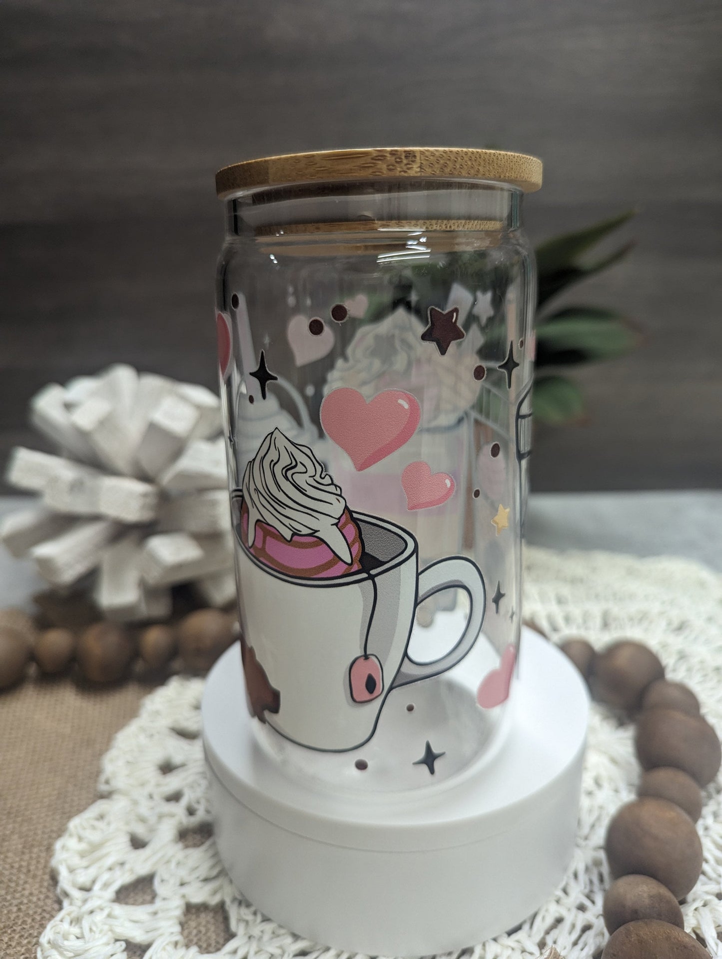 Cafecito y Chisme Glass Cup, Coffee cup, Libbey glass, Glass Can, Glass Tumbler