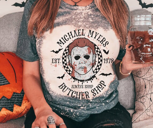 Michael Myers, Retro Halloween shirt, Fall shirt, Vintage Halloween t shirt, Halloween Bleached Tee,Women's Bleached Tee, Graphic Bleach Tee