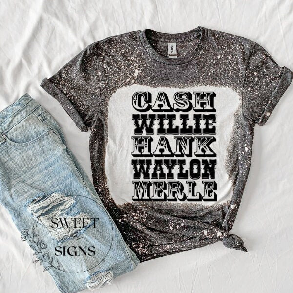 Men of Country, Bleached T-Shirt ,Bleached Shirt , Johnny Cash Shirt , Vintage, Country ,Summer, Music